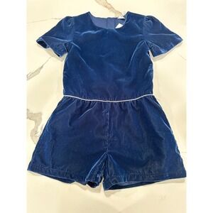 Gap Kids Velvet Romper Silver Trim Short‎ Sleeve Party Outfit Size M